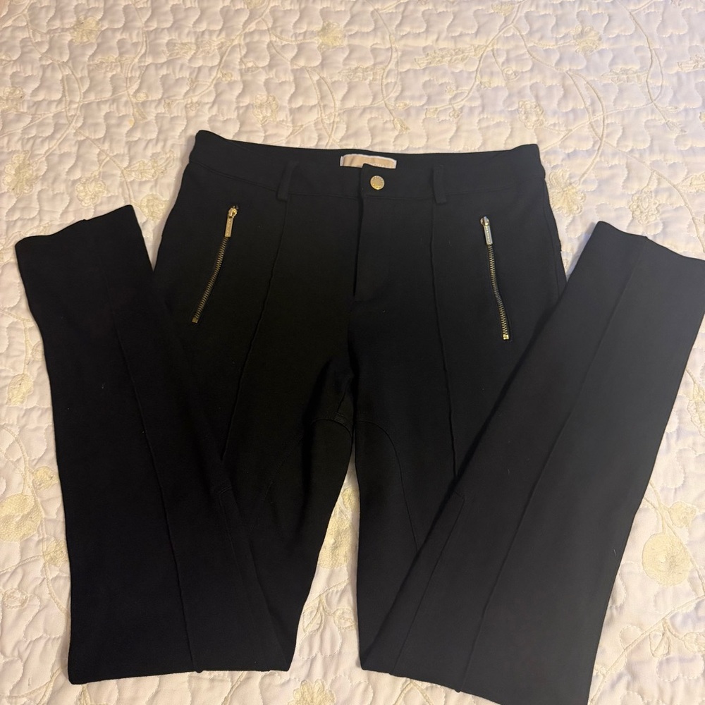 MICHAEL Kors Black size 8 Pants with Gold Button and front zippers.